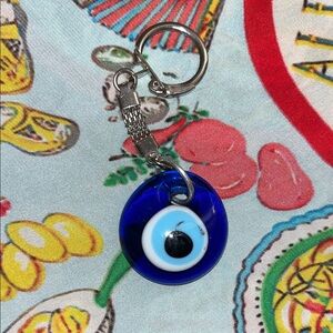 Blue Glass Evil Eye Keychain